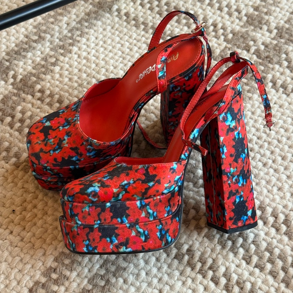 Public Desire Red platform heels